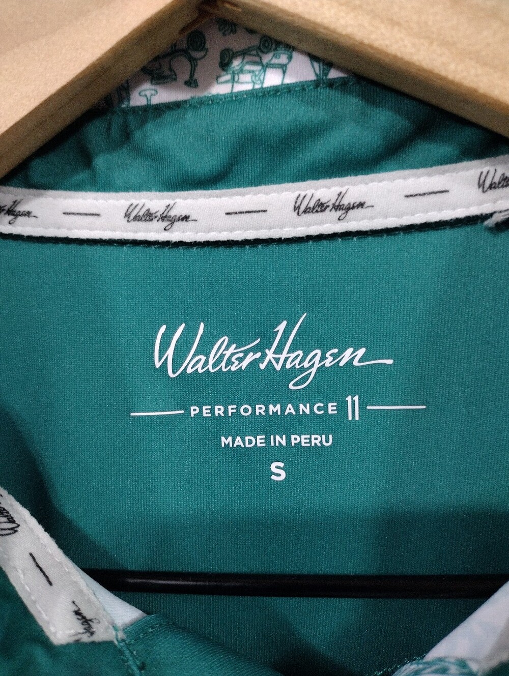 Walter Hagen Novelty Print Polo Shirt Mens S Green Golf Casual Retro 90s Y2K - Picture 8 of 9